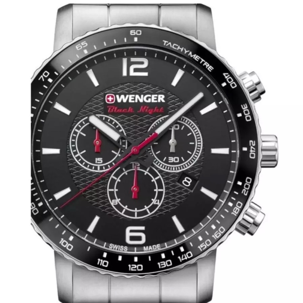 WENGER Men Analog Quartz Casual Watch Classic Dress Black Dial Waterproof Round